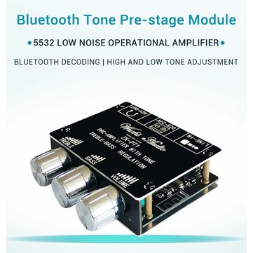 ZK-PT1 bluetooth 5.0 Audio Receiver Decoder Stereo Tone Board Volume Controller Treble Bass Tonal pr