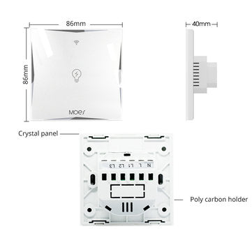 MoesHouse AC100-240V EU Type 1 Gang WiFi Smart Light Switch Work With Amazon Alexa Google Home