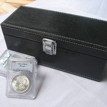 Storage Box Case Coin Holder Black PU Leather for Slab Certified Coin 20Pcs Capsules
