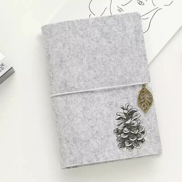 A6 Felt Shell Fabric Notebook Loose Leaf Inner Core Notebook Diary Plan Binder... (PATTERN: PINENUT)