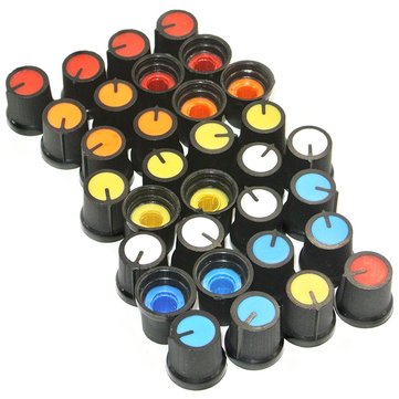 100Pcs Grey Plastic For Rotary Taper Potentiometer Hole 6mm Knob