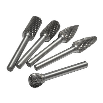5pcs 6mm Shank Tungsten Carbide Burrs 12mm Head Rotary Cutter Engraving Bits Set