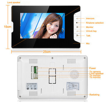 ENNIO SY813MK21 7inch TFT LCD Video Door Phone Doorbell Intercom Kit 2 Cameras 1 Monitor Night Visio