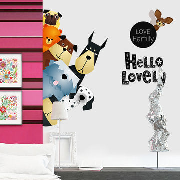 Cartoon Wall Stickers Cute Animals A Pro - Green Living Room Sofa Posted Children `s Room Paste