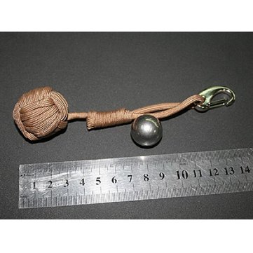 B039 Security Protection Monkey Fist Steel Ball Bearing Self Defense Lanyard Survival Key Chain Blac