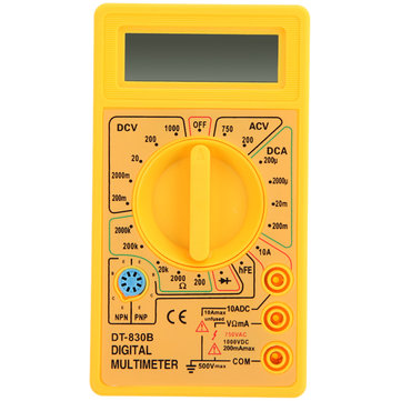 DT-830B LCD Digital Multimeter Electric Voltmeter Ammeter Ohm Tester AC/DC 750/1... (COLOR.: YELLOW)