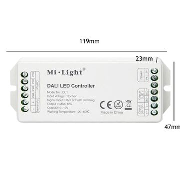 MiBOXER DL1 DALI LED Dimmer Controller Single Channel Max 12A Dimming Signal/Push Dimming for Strip