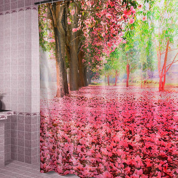 Cherry Blossom 3D Fashion Pattern Bathroom Fabric Shower Curtain Home Decoration Waterproof
