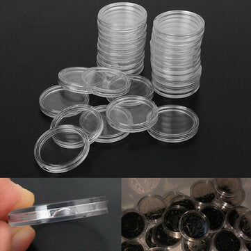100 Pcs Clear Round Coin Holder Capsules Container Holder Storage Box (SIZE 3: 24MM)