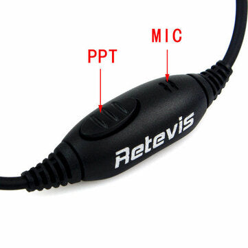 Retevis 2 Pin PTT Mic Headset for Baofeng Walkie Talkie Earpiece Quansheng Puxing TYT C9009A