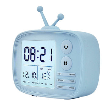 DC 5V Digital Alarm Clock Temperature Display Cartoon Bedside Student Backlight (COLOR.: WHITE)