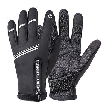 Touch Screen Wrist Winter Wind-proof Warm Fleece Lining Skiing Full Finger Cycling Gloves (SIZE: L)
