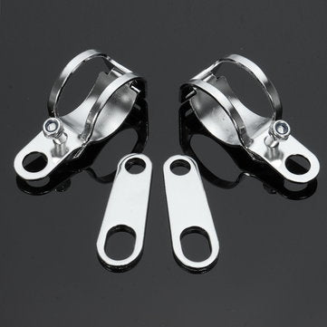 4pcs Chrome Motorcycle Front Rear Turn Signal Holder Fork Clamps Shock Bracket Cafe Racer