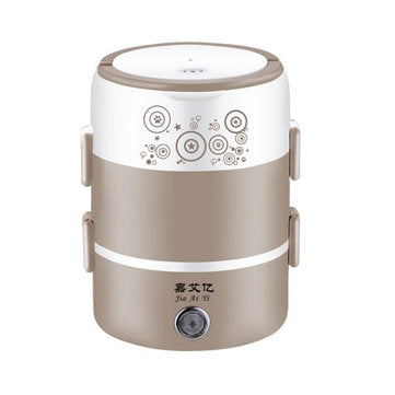 2L 3 Layers Electric Rice Cooker Heating Lunch Box Food Warmer Meal Container (COLOR: COFFEE)