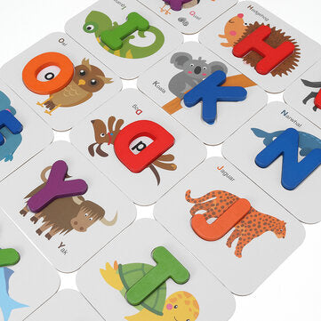 Alphanumeric Matching Card Set Kids Double Sided 3D English Cognitive Jigsaw Toys Early Education Pu