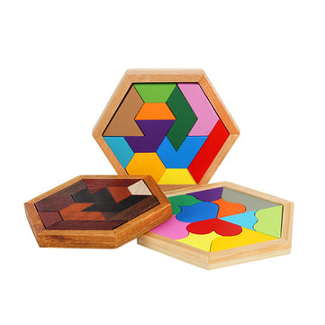 Wooden Board Puzzle Kids Educational Math Tangram Jigsa... (COLOR.: MIXTURECOLOR | SHAPE1: TRIANGLE)