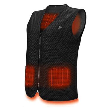 7 Heating Zone Electric Heated Vest Zipper Winter Warm Thermal Waistcoat Black For Ri... (SIZE: 3XL)