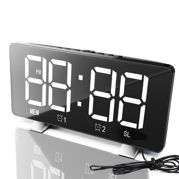 New LED Radio Alarm Clock Creative Snooze Electronic Clock USB Charging Digital De... (COLOR: WHITE)