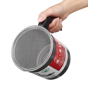 1.4L Capacity Stainless Steel Residue Filter Oil Storage Can with Strainer for Kitchen Filter Oil To