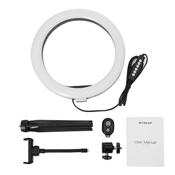 10.2 inch Diameter 10 Brightness RGB LED Makeup Fill Light Selfie Ring Lamp Phone Holder Tripod Stan