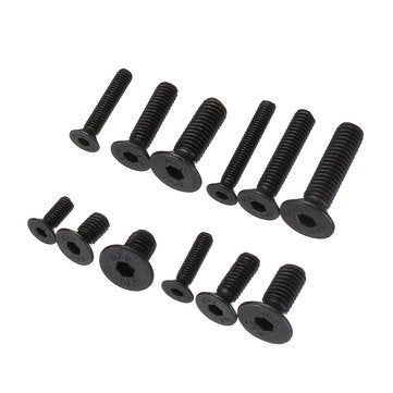Suleve MXCH7 460Pcs M3 M4 M5 Flat Head Hex Socket Screw Carbon Steel 10.9 Grade Bolt Nut Assortme