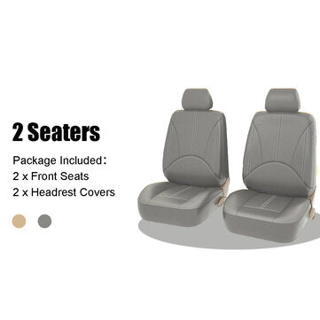 4PCS Van Front Car Seat Cover Faux Leather Mat Pad Universial Cus... (COLOR.: GREY | QUANTITY: 2PCS)