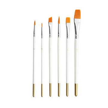 6pcs White Pole Wooden Nylon Paint Brushes Set Multi-function Watercolor Oil Paint Brush Set Art Pai
