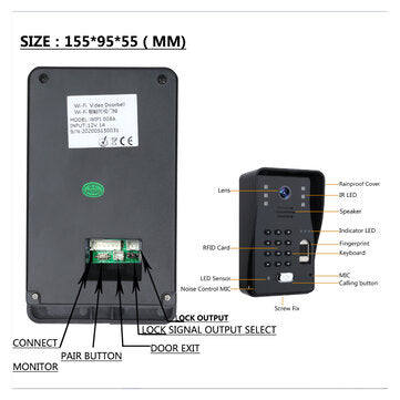 ENNIO SY709BMJLP11 7 inch Wifi Wireless Video Door Phone Doorbell Intercom System with Wired Fingerp