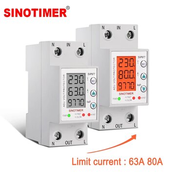 SINOTIMER SVP-977 230V 63A8 0A Home Usage Adjustable Voltage and C... (CURRENT: 80AWITHOUTBACKLIGHT)
