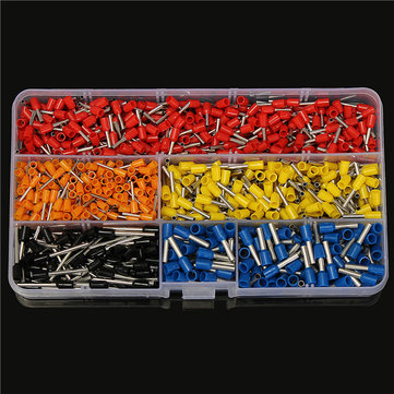 Excellway CT05 1020Pcs Wire Copper Crimp Connector Insulated Cord Pin End Terminals