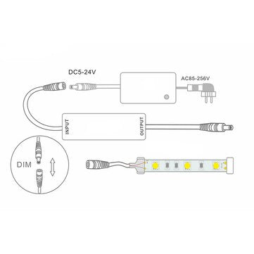 Mini DC Connector LED Dimmer Controller+14Keys RF Remote Control for Single Color Strip Light