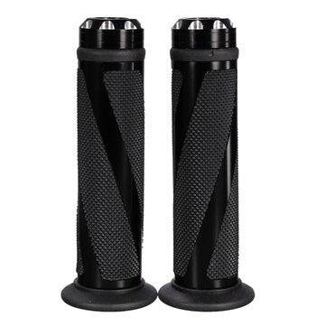 CNC Aluminum 7/8 Motorcycle Handlebar Rubber Hand Grips (COLOR.: BLACK)
