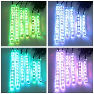 6pcs RGB LED Flexible Neon Strips Light For Motorcycle Auto ATV &Remote Controller