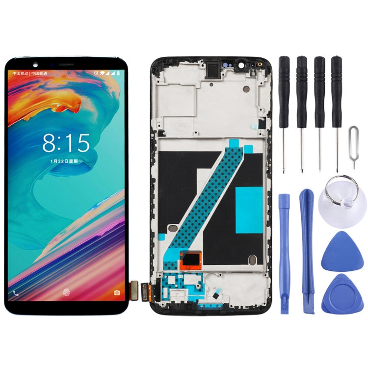 for Oneplus 5T A5010 Digitizer Full Assembly with Frame OEM LCD Screen (Black)