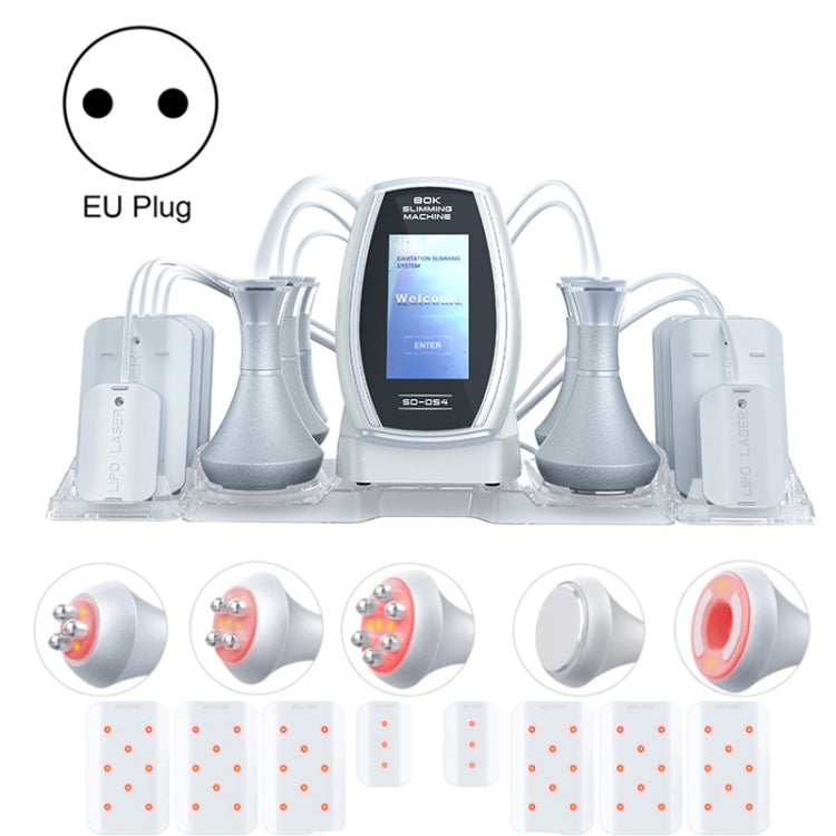 6 In 1 80K Ultrasonic Cavitation Vacuum Radio Frequency Lipo Laser Slimming Machine EU Plug(Silv...