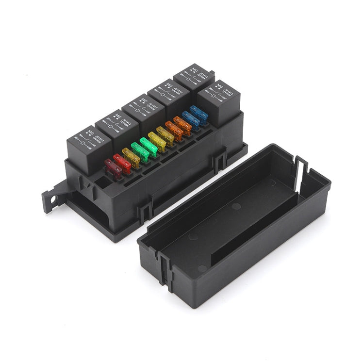 Car Modified 12V / 4Pin / 40A Black Shell 11-Way Fuse with 6-Way Relay Car Machine Cabin Link Inn...