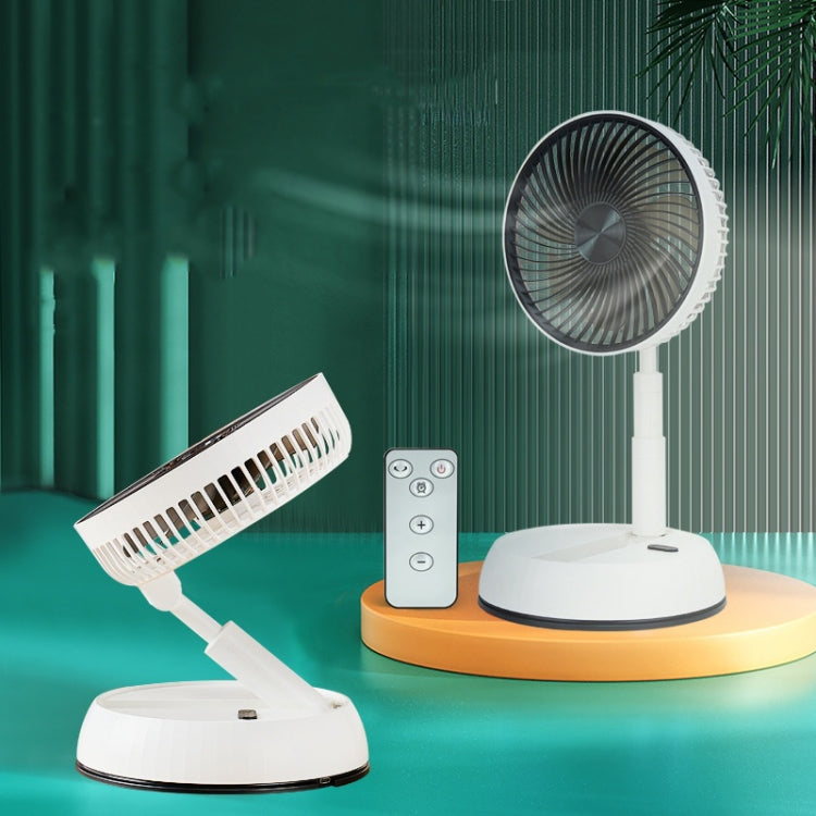 8-inch Portable Folding Telescopic Fan Can Shake Head with Timing & Remote Control(White 6000 mAh)