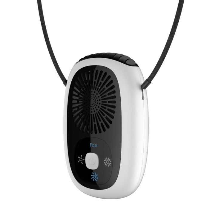 Leafless Hanging Neck Fan Mini Handheld Fan USB Rechargeable Fan with Negative Ions White