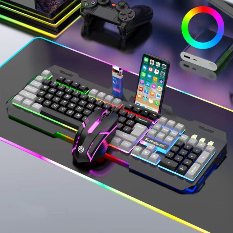 K-Snake Mechanical Feel Keyboard Mouse Kit USB Wired 104 Keycaps Computer Keyboard, Style: Keyboa...
