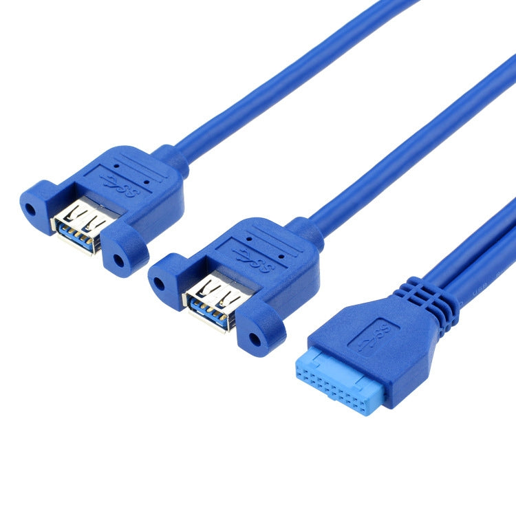 50CM USB3.0 Data Cable Motherboard 20p to Dual Usb3.0 Baffle Line with Ear