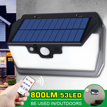 Bakeey 800LM 53LED Solar Remote Control Sensor Light Courtyard Wall Light