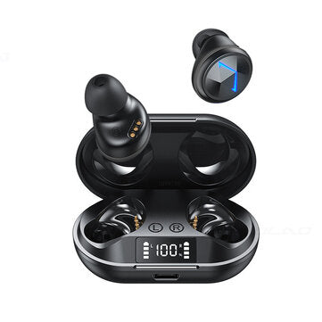 Bakeey TWS C6 bluetooth 5.0 Earphone Wireless Stereo Sports Headphone LED Display ... (COLOR: BLACK)