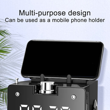 Bakeey Portable Digital Display Alarm bluetooth Speaker 3D Heavy Bass Support FM/TF/USB/AUX Play