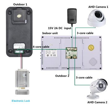 ENNIO 7 inch Record Wired Video Door Phone Doorbell Intercom System with AHD 1080P Camera