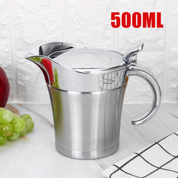 Stainless Steel Double Insulated Jug GravyThermal Sauce Kettle Kitchen Serving ... (CAPACITY: 500ML)