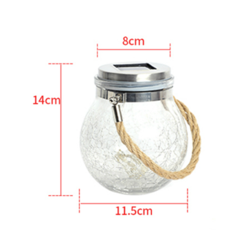 LED Solar Power Crackle Ball-shaped Mason Jar Copper Wire Hanging Lights for Outdoor Patio Tree Deco