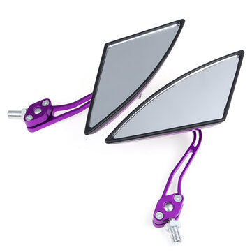 Pair Universal Motorcycle Aluminum Rod Rearview Side Mirrors Triangle (COLOR.: PURPLE)