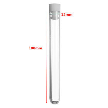 50Pcs 12x100mm Clear Plastic Test Laboratory Tubes Container with White Push Caps