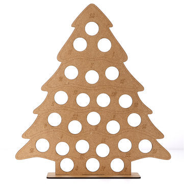 MDF Wooden Christmas Advent Calendar Christmas Tree Decoration Fits 24 Circular Chocolates Candy Sta