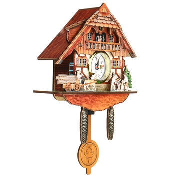 Wooden Retro European Style Wall Clock Three-dimensional Handcrafted Bird Wall Clock for Living Room